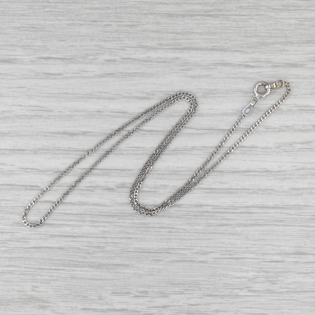 14.5" Curb Chain Necklace 18k White Gold 1.4mm