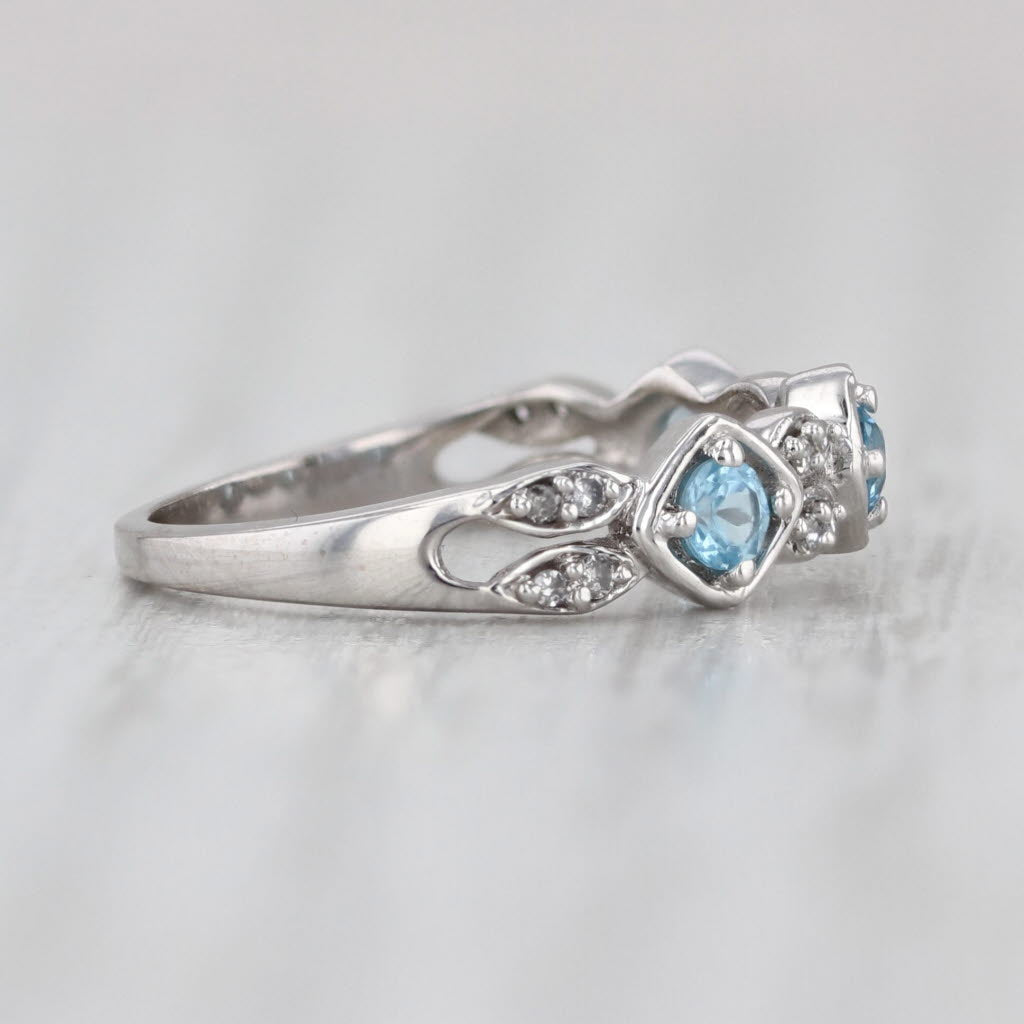 0.38ctw Aquamarine Diamond Ring 10k White Gold Size 5 Stackable