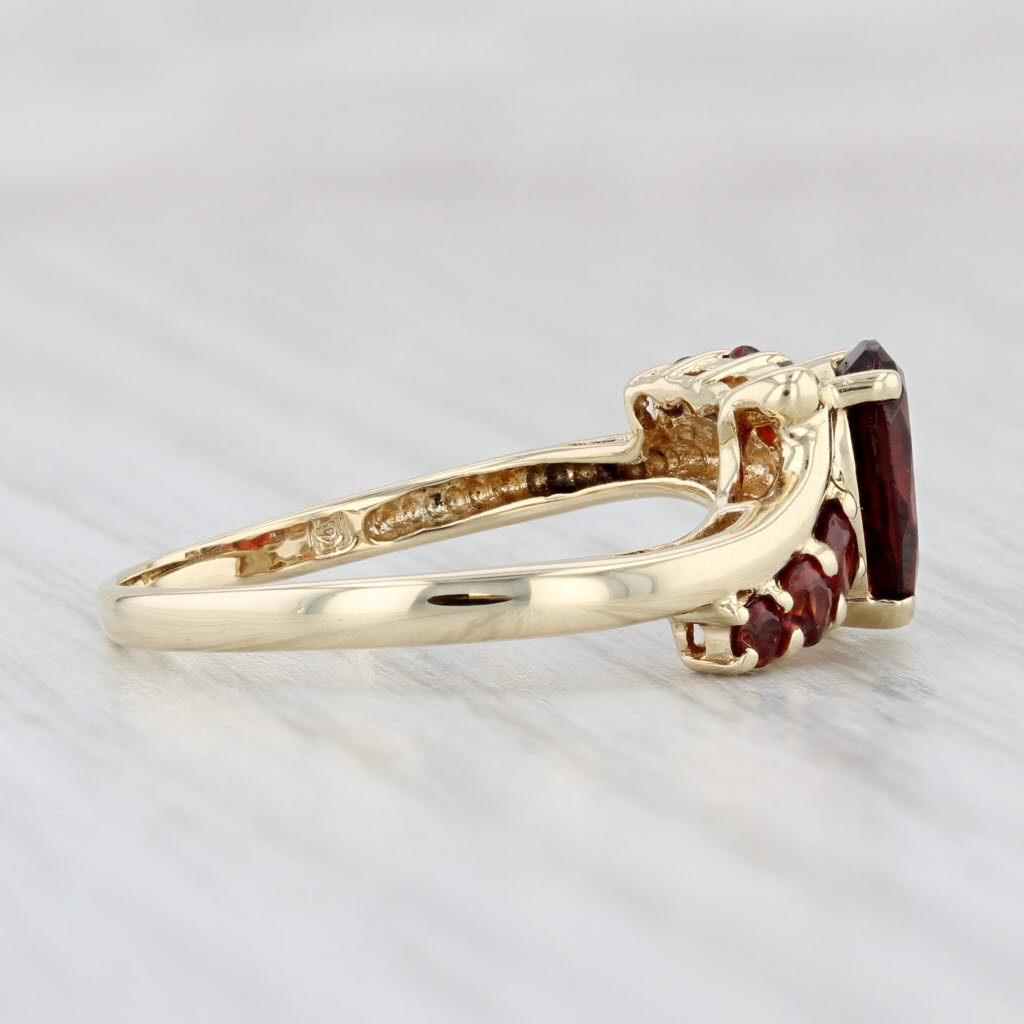 Light Gray 1.60ctw Pear Garnet Ring 14k Yellow Gold Size 8.25 Bypass