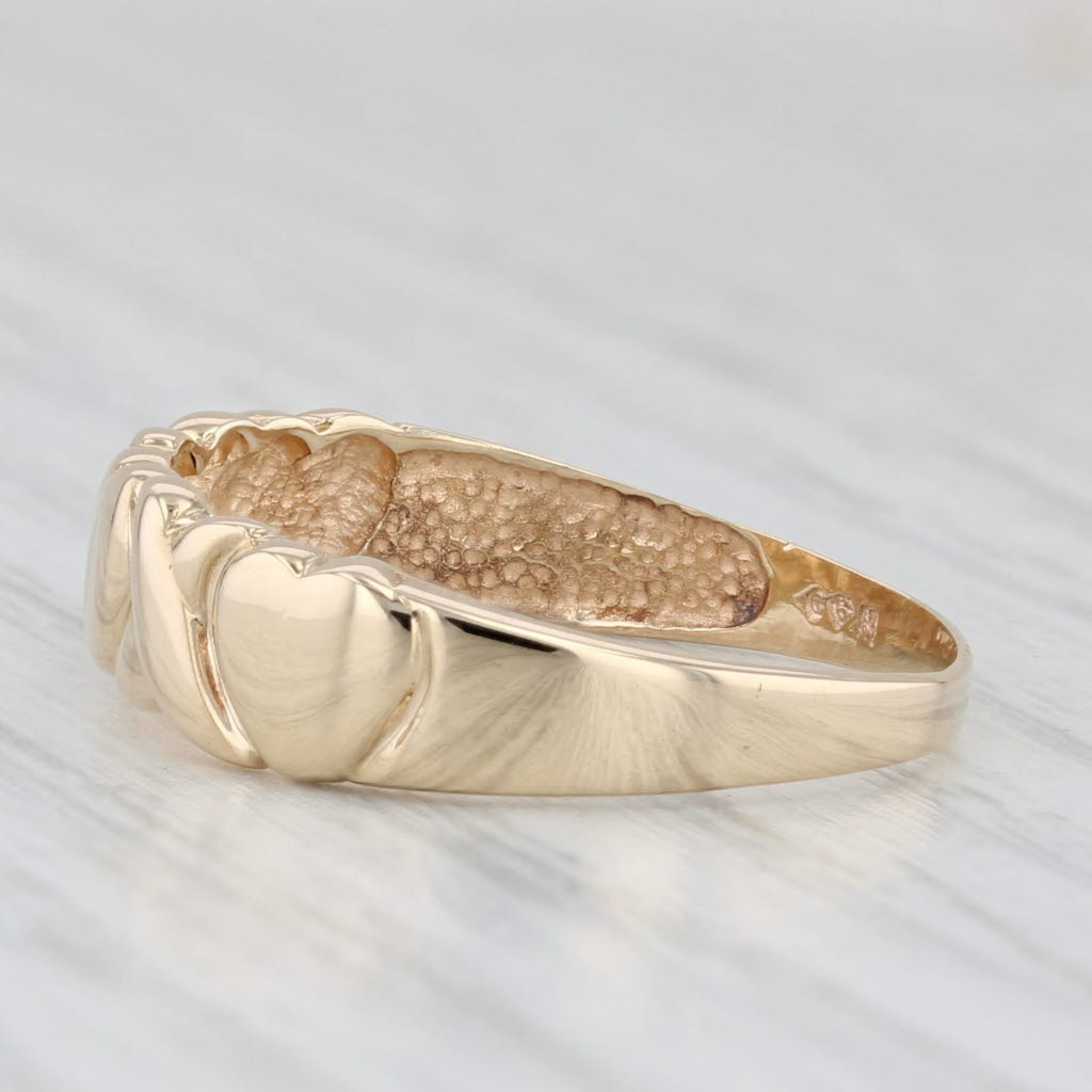 Light Gray XO Heart Ring 14k Yellow Gold Size 8 Stackable Band