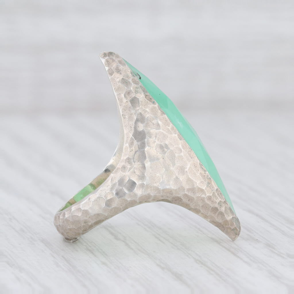 New Nina Nguyen Green Chrysoprase Ring Mekong Sterling Silver Hammered Size 7
