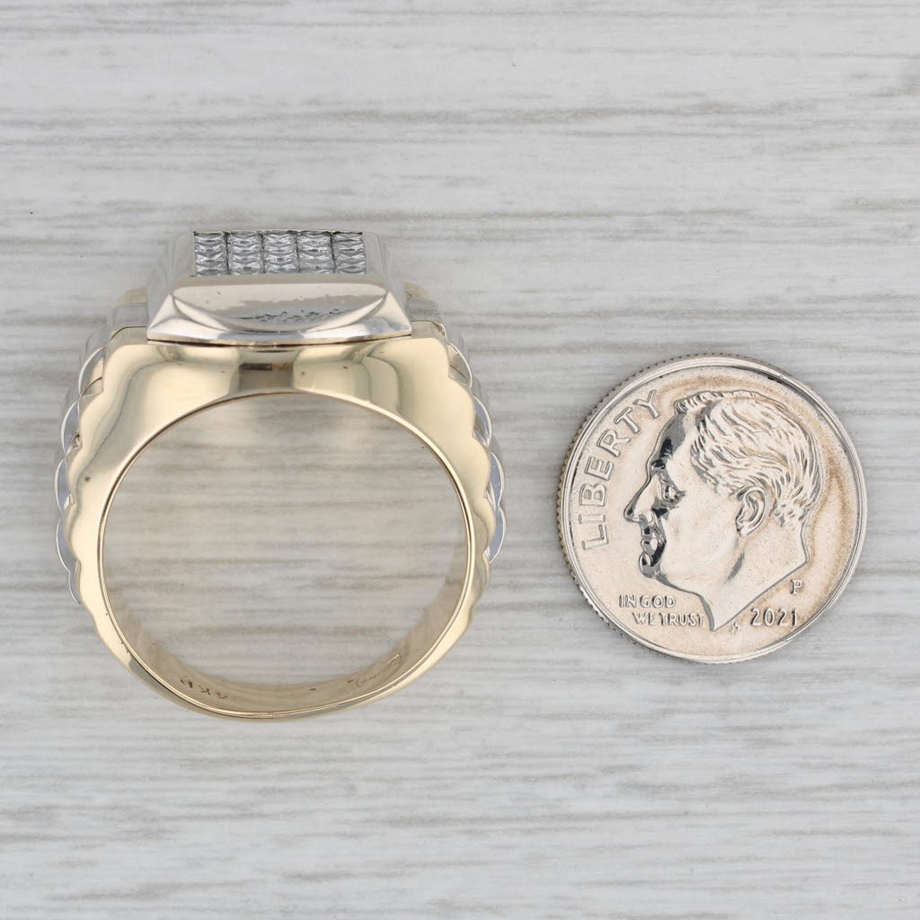 Gray 1.25ctw Princess Diamond Men's Ring 14k Yellow White Gold Size 10.25