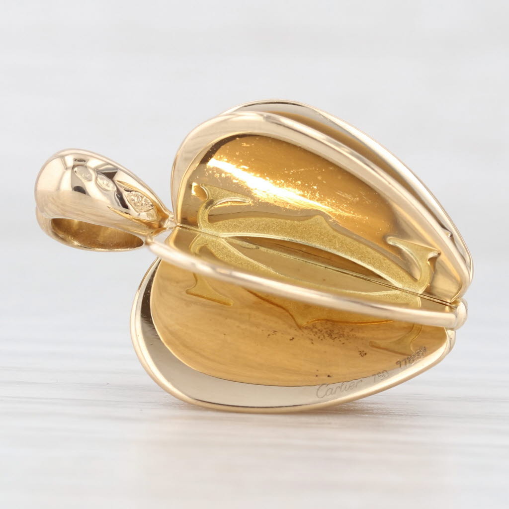 Dark Khaki Cartier Double C Heart Spinning Apple Pendant 18k Yellow Gold Statement