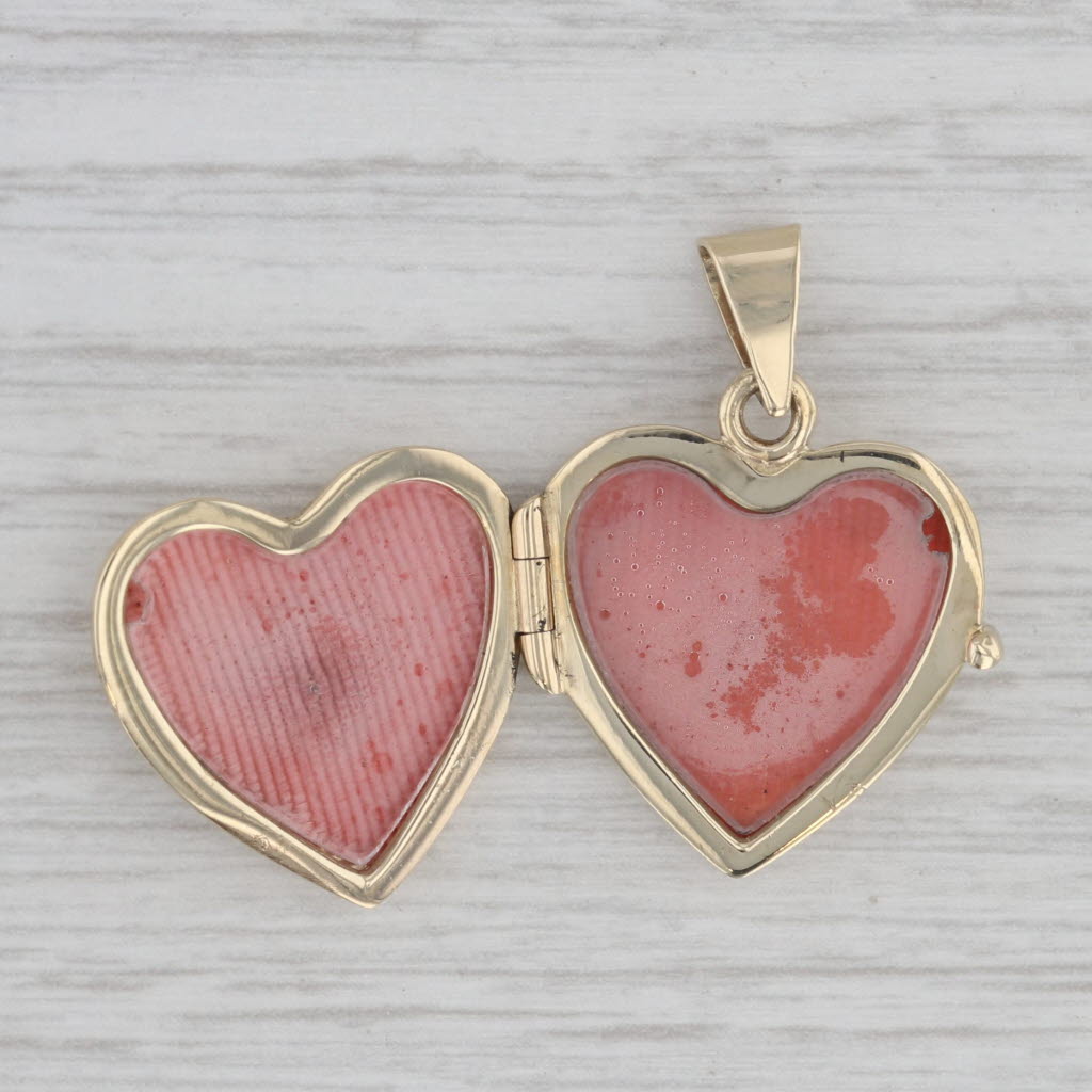 Gray Diamond Heart Photo Locket Pendant 14k Yellow Gold Engravable
