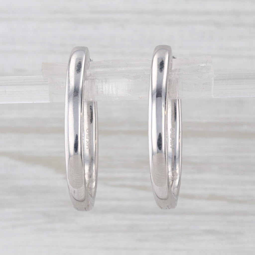 1.36ctw Diamond Inside Out Hoop Earrings 14k White Gold Snap Top Oval Hoops