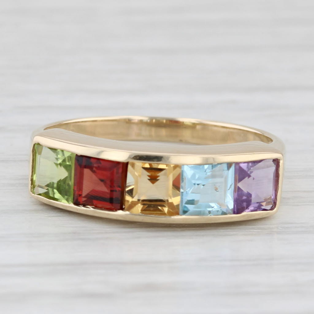 Light Gray 1.89ctw Gemstone Rainbow Ring 10k Yellow Gold Size 7.25 Stackable