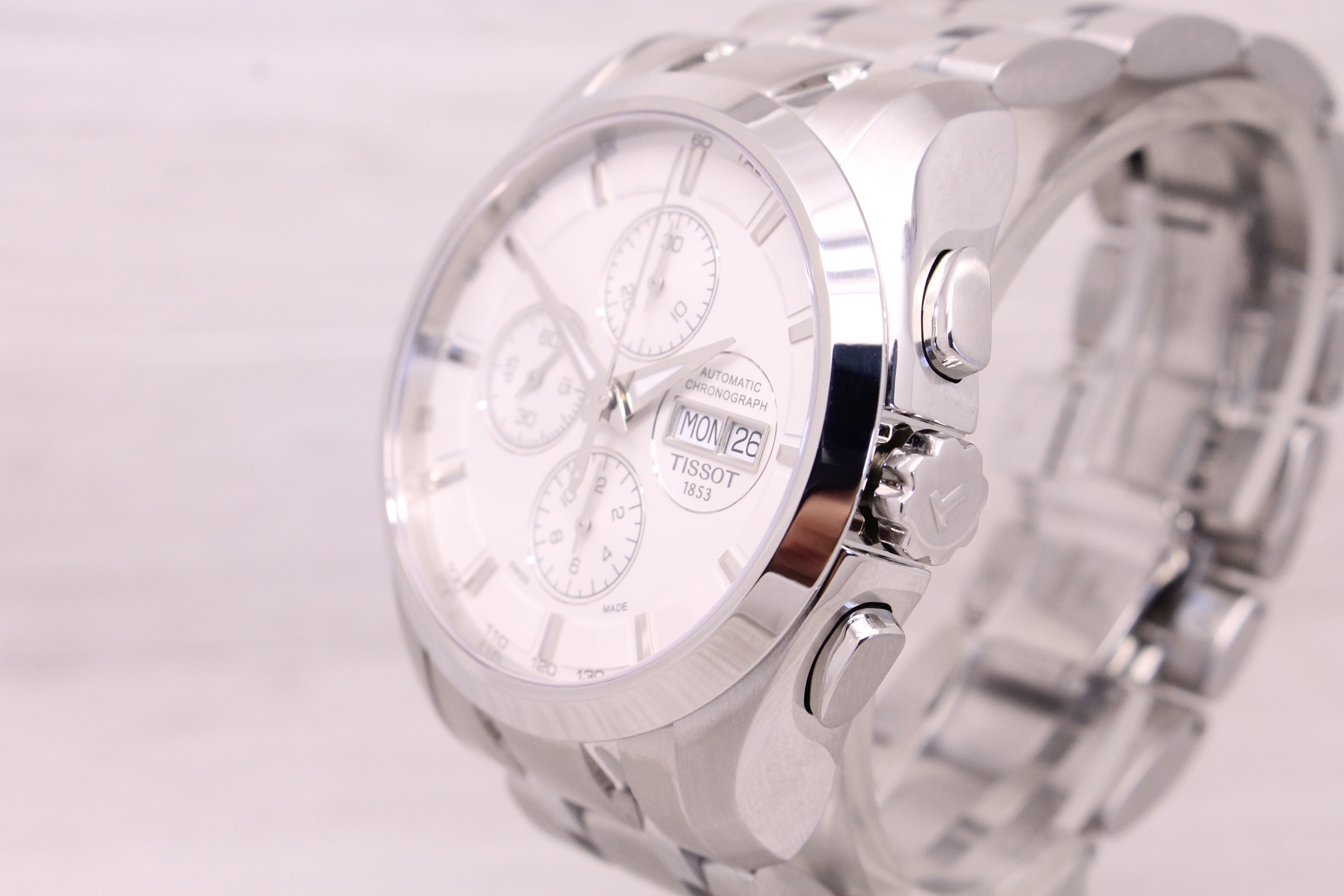Light Gray Tissot Couturier 1853 Automatic Chronograph 45mm Steel Mens Watch T035614