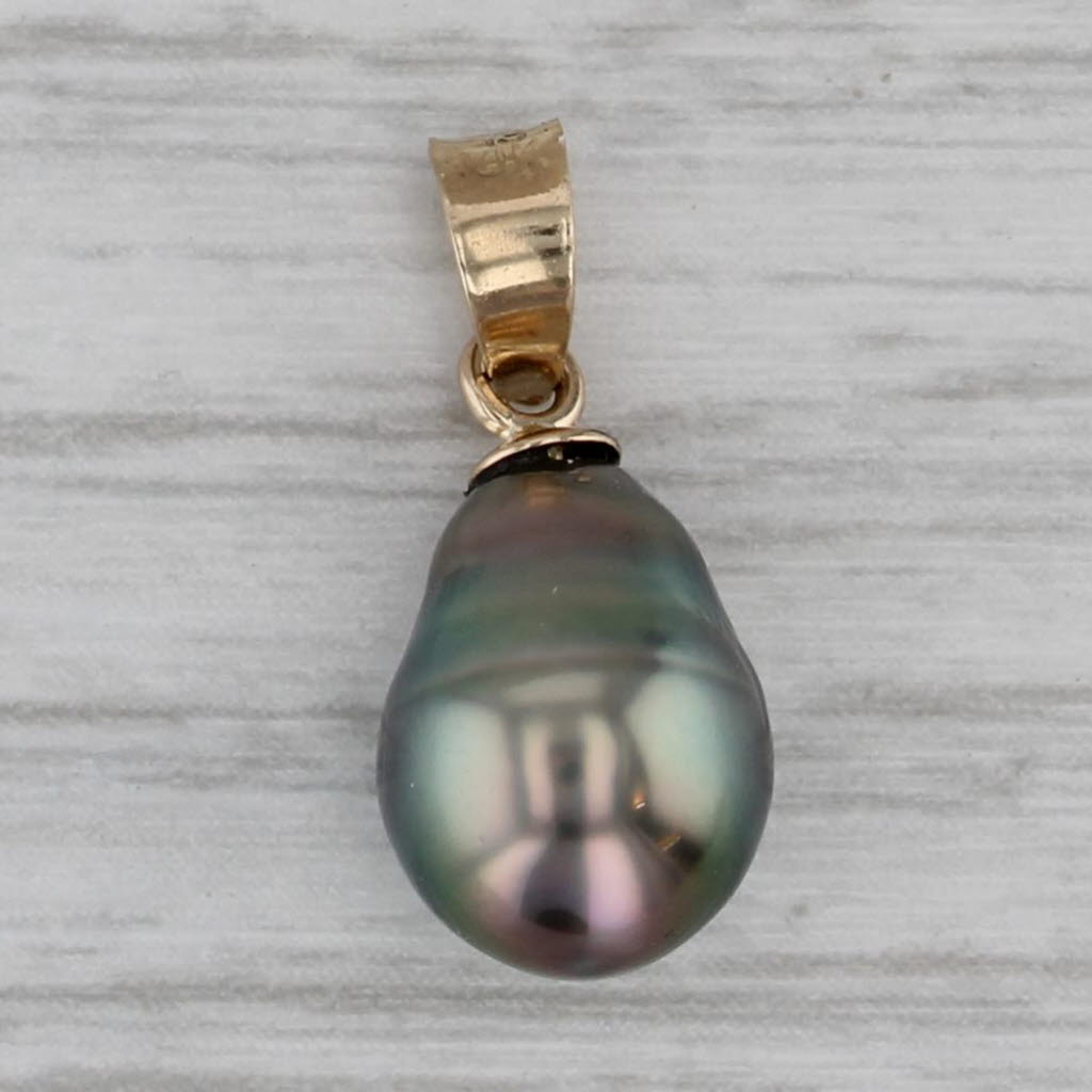 Gray Gray Cultured Pearl Drop Pendant 14k Yellow Gold 8 x 10.5mm