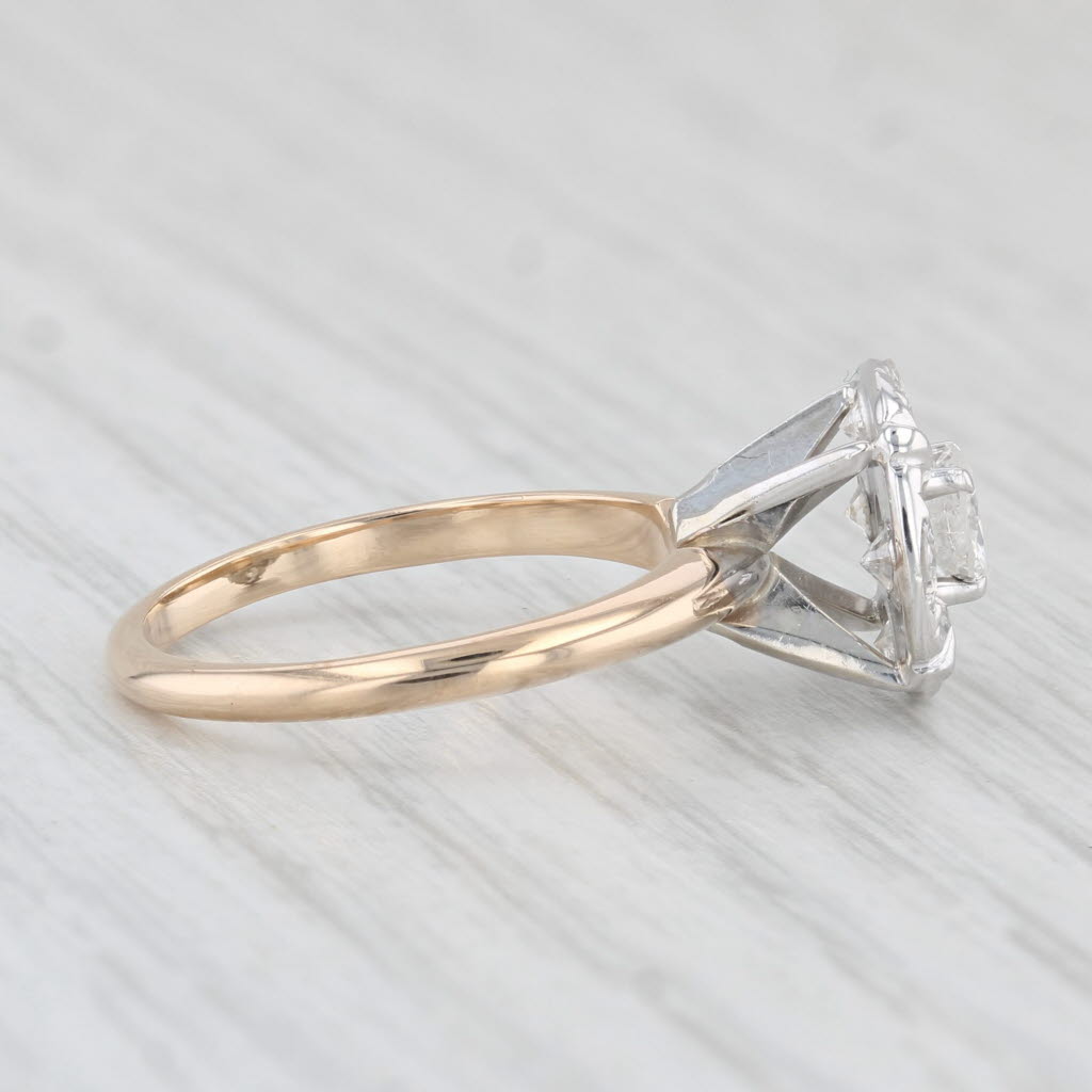 Light Gray Vintage 0.96ctw Diamond Engagement Ring 14k Gold Size 5 Round Brilliant Cluster