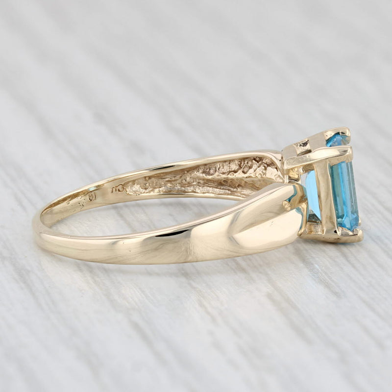 1.70ct Blue Topaz Solitaire Ring 10k Yellow Gold Size 10.25 Emerald Cut