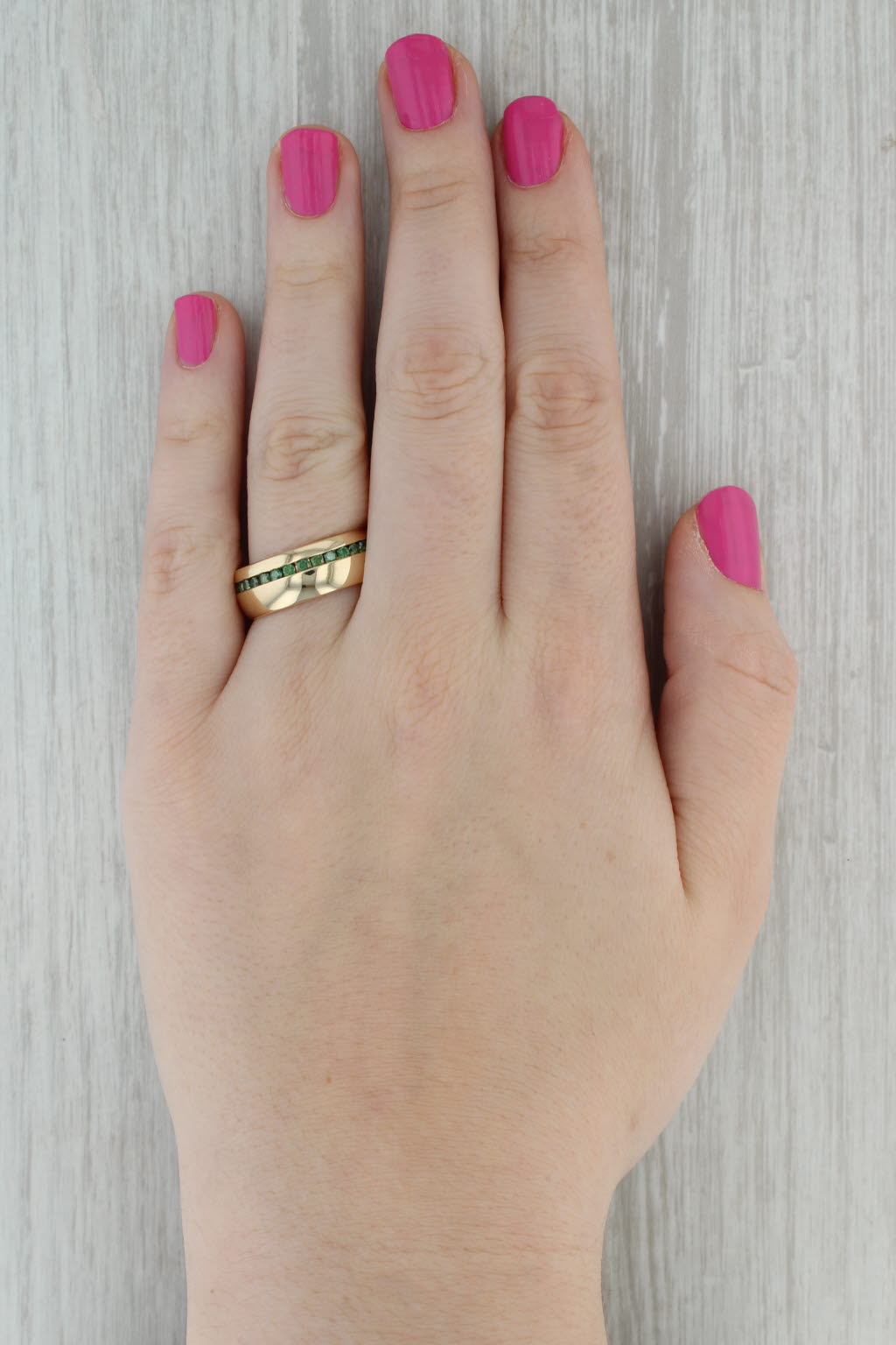 Dark Gray 1ctw Green Diamond Ring 14k Yellow Gold Size 9 Wedding Band