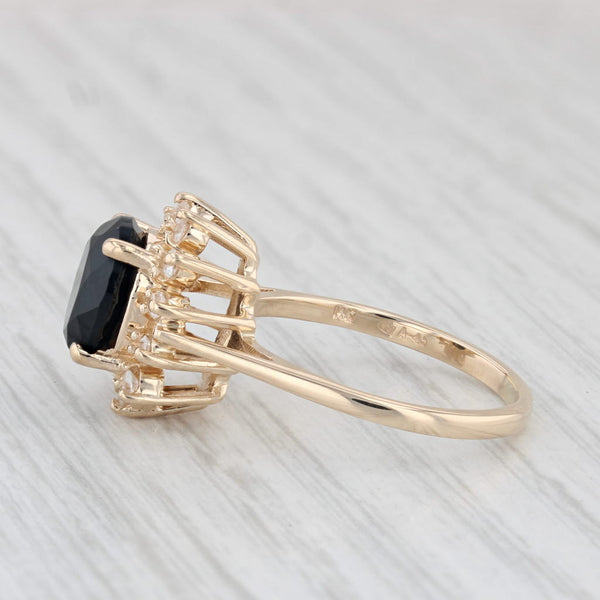 2.92ctw Oval Black Onyx Cubic Zirconia Halo Ring 14k Yellow Gold Size 8