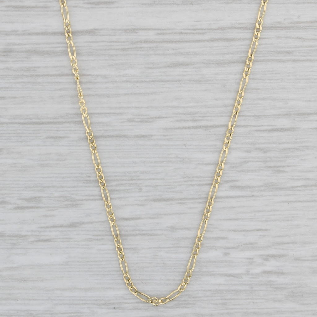 Gray New Figaro Chain Necklace 14k Yellow Gold 16" 1.3mm