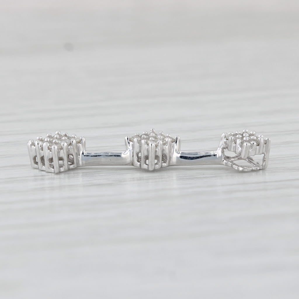 Light Gray 0.20ctw Diamond Clusters Journey Pendant 10k White Gold