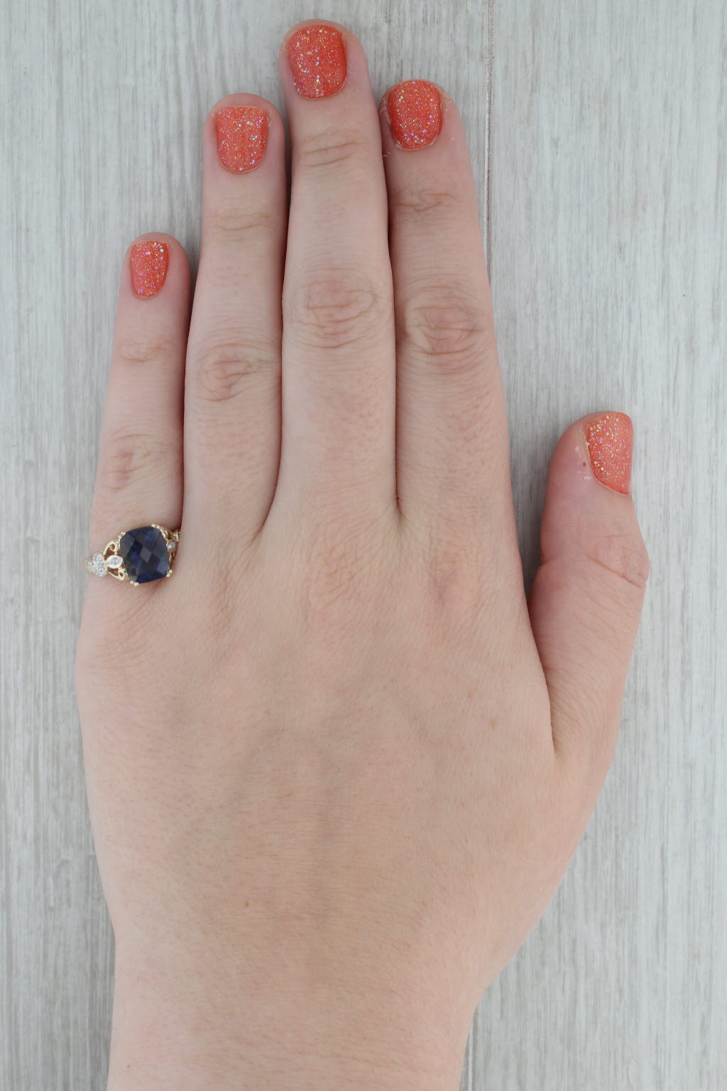 Dark Gray 2.62ctw Blue Iolite Diamond Ring 10k Yellow Gold Size 7.25