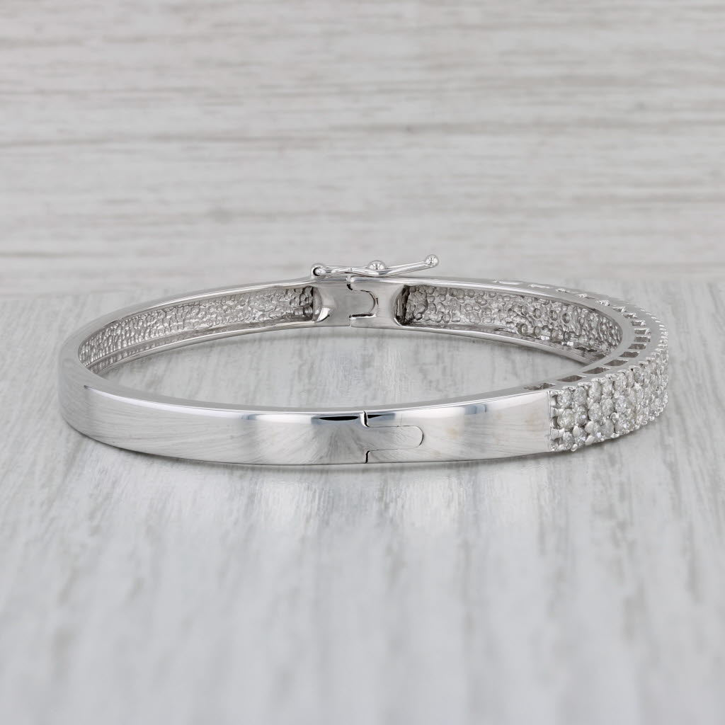 Gray 2ctw Diamond Bangle Bracelet 14k White Gold 6.75" Hinged