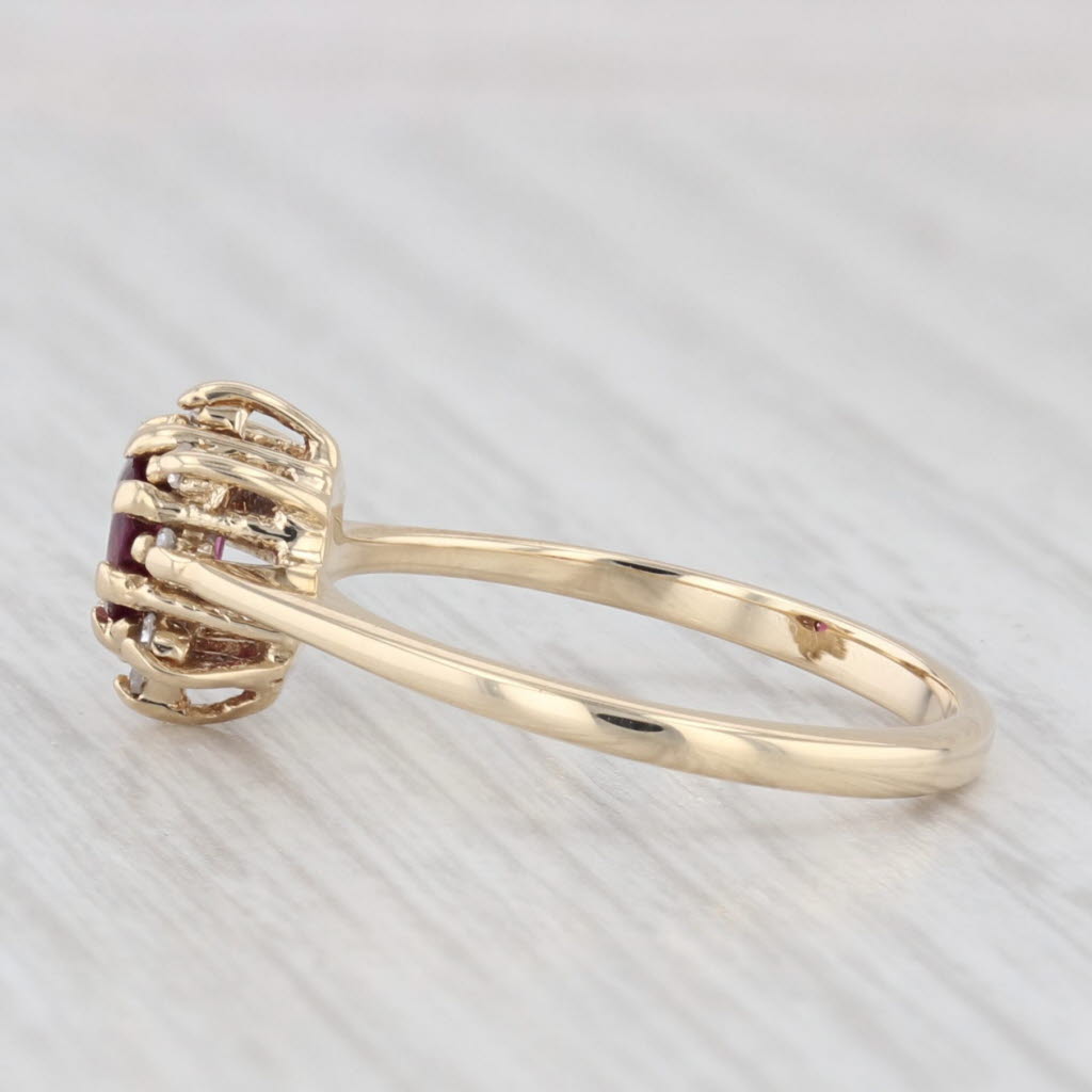 Light Gray 0.38ctw Ruby Diamond Halo Ring 14k Yellow Gold Size 5.75