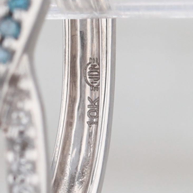 0.24ctw Blue White Diamond Crossover Hoop Earrings 10k White Gold Oval Hoops
