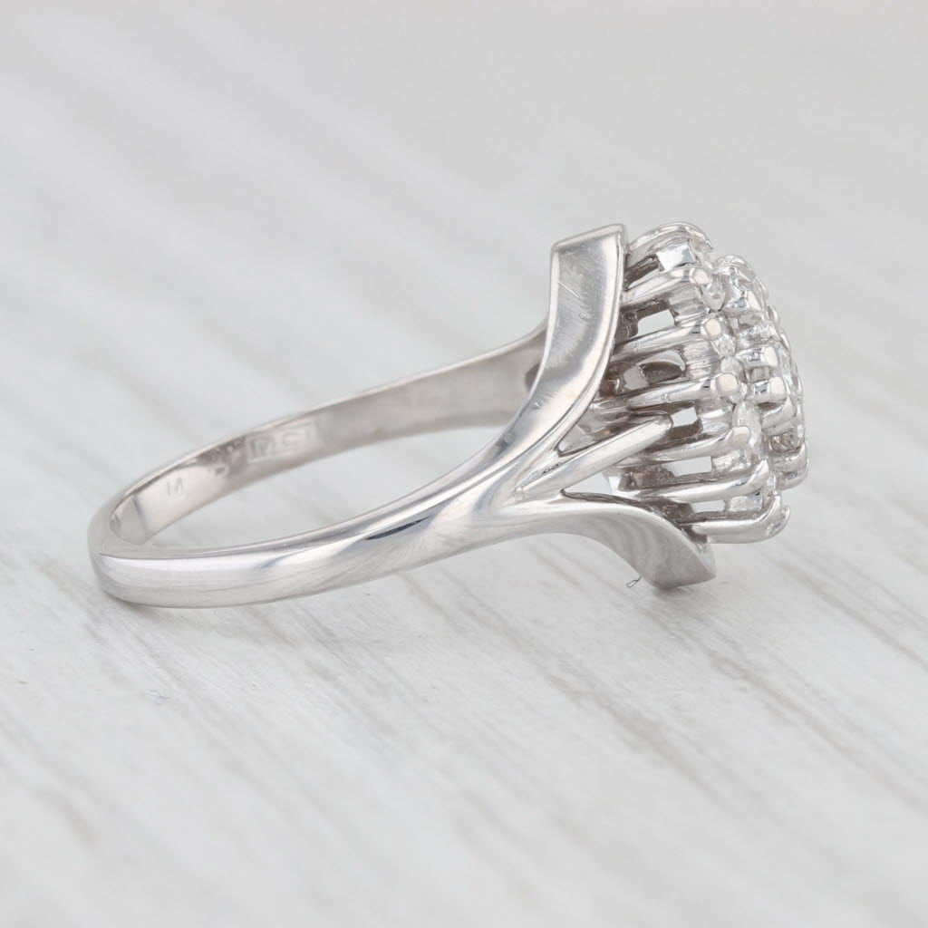 Light Gray 0.30ctw Diamond Cluster Ring 14k White Gold Size 5.5 Engagement