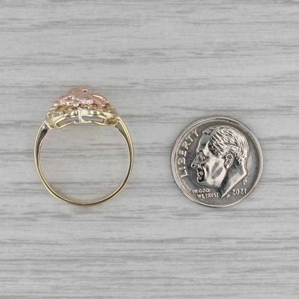 0.30ctw Cubic Zirconia Heart Cupid Ring 10k Yellow Rose Gold Size 6.75