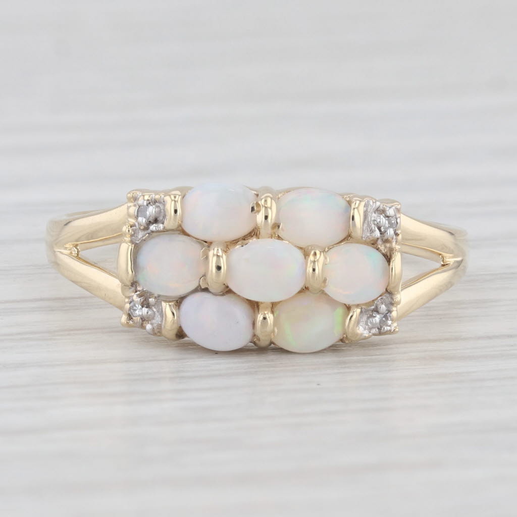 Light Gray Richard Klein Opal Cluster Ring 10k Yellow Gold Size 9.75 Diamond Accents