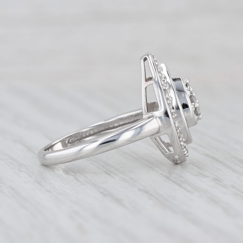 0.49ctw Diamond Teardrop Halo Ring 10k White Gold Size 7.25
