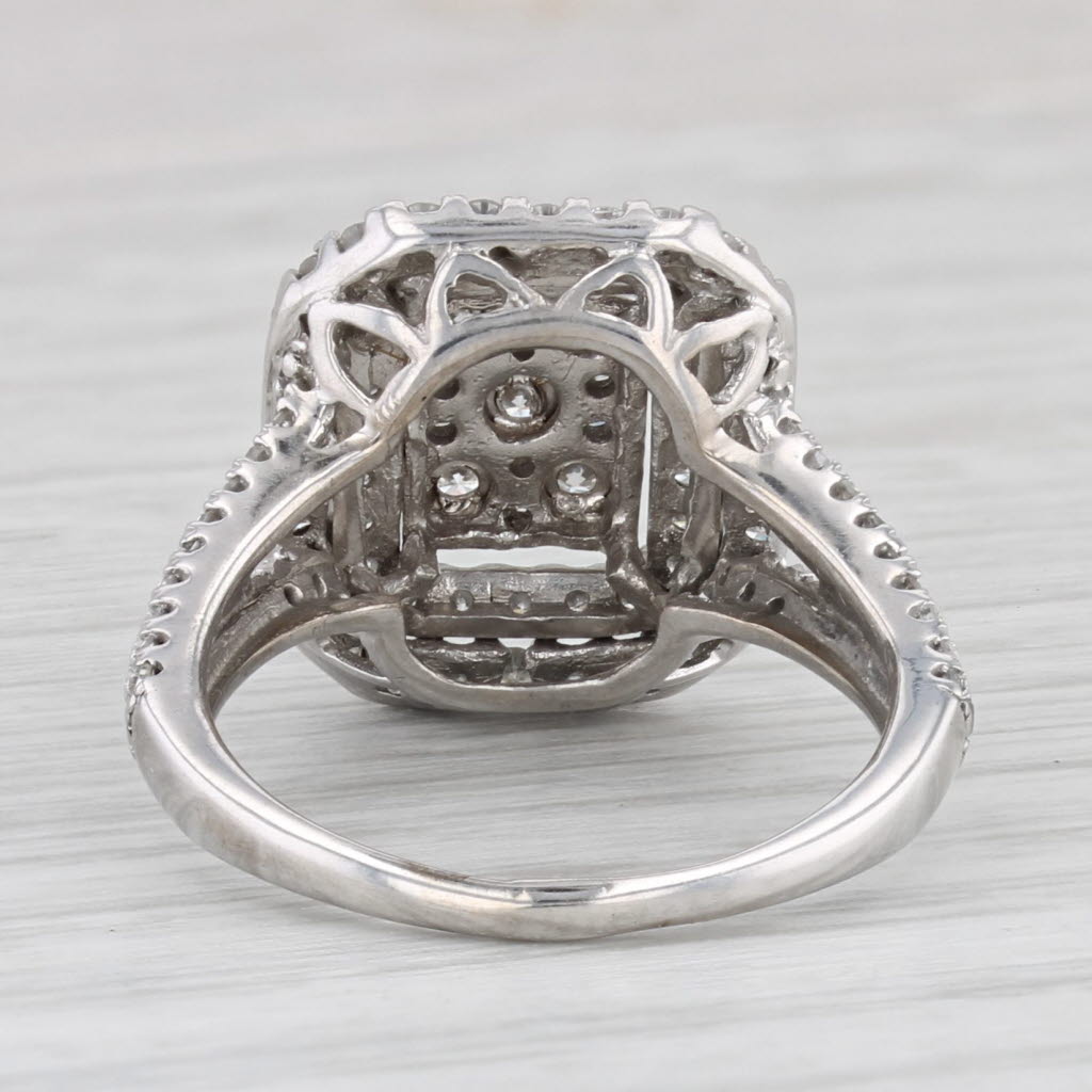 Light Gray 0.85ctw Diamond Cluster Halo Engagement Ring 10k White Gold Size 6