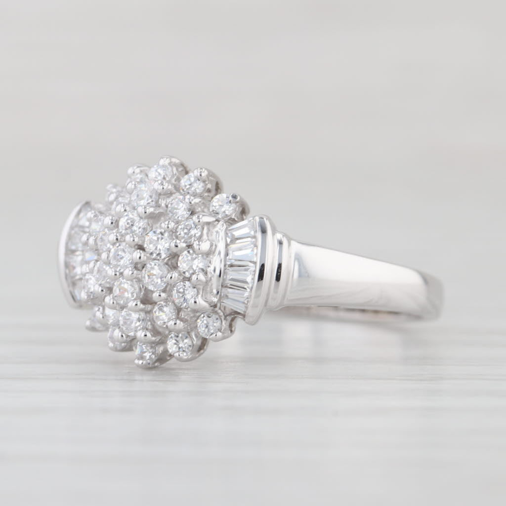 0.65ctw Cubic Zirconia Cluster Ring 14k White Gold Size 9.25 Engagement