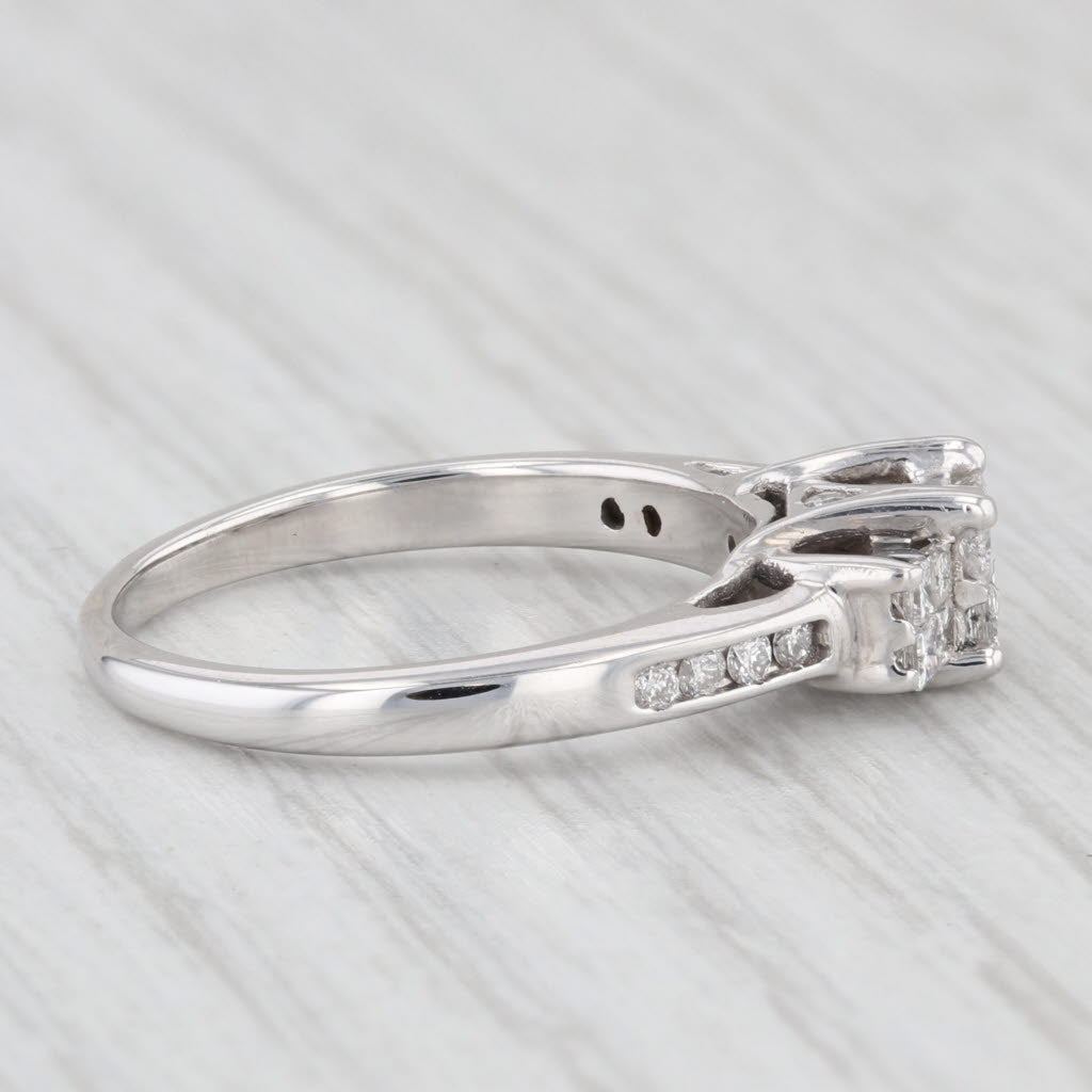 Light Gray 0.50 ctw Diamond 3-Stone Engagement 14K White Gold Size 5.75 Ring