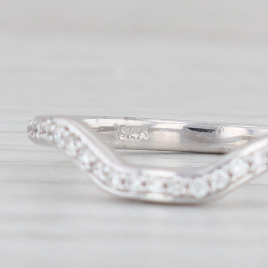 Light Gray 0.18ctw Diamond Wedding Band 14k White Gold Contoured Enhancer Ring Size 7