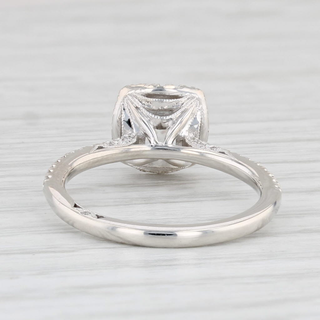 Light Gray New Halo Semi Mount Engagement Ring Diamond 18k Gold Certificate Sz 6.5 Tacori