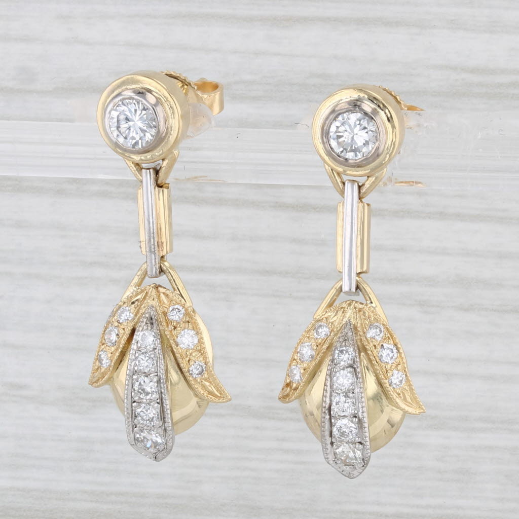 Light Gray 0.65ctw Diamond Drop Earrings 18k Yellow Gold