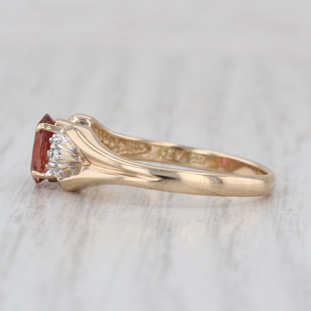 0.80ctw Pink Tourmaline Diamond Ring 14k Yellow Gold Size 8
