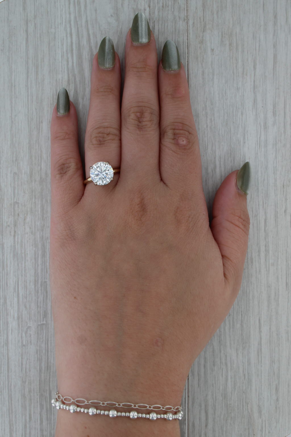 IGI 4.73ct Round Brilliant Solitaire Engagement Ring 14k White Yellow Gold Sz 8