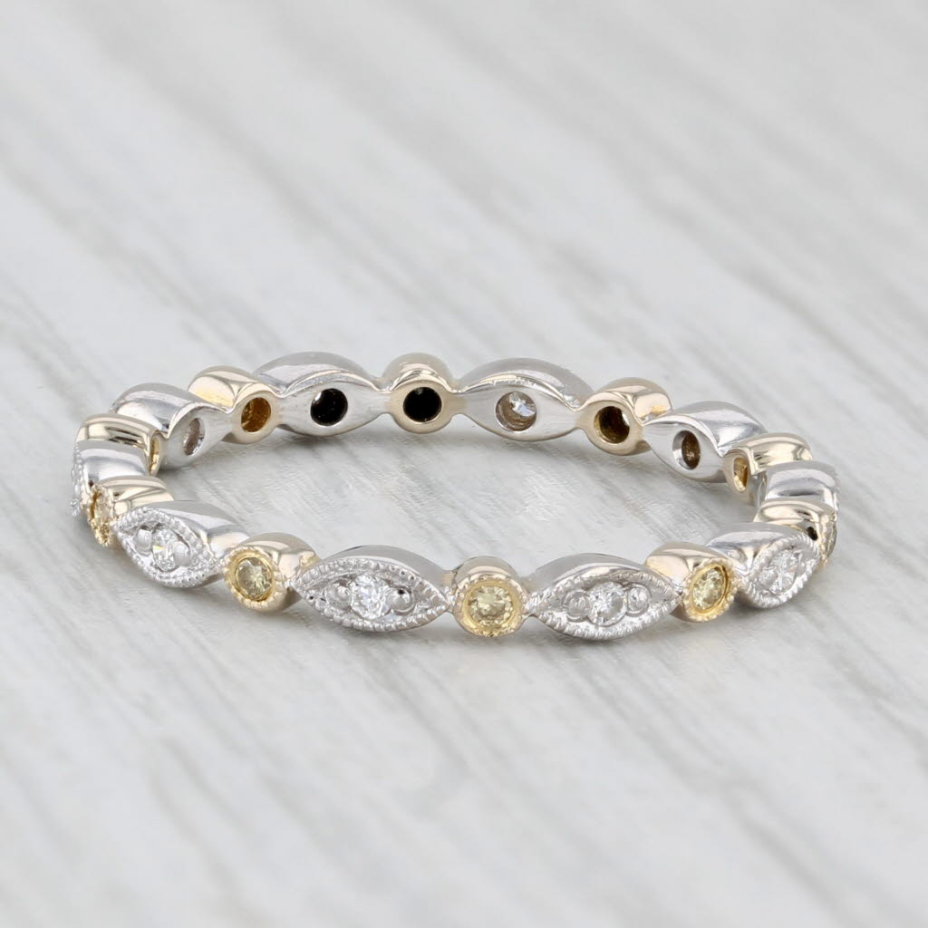Light Gray 0.12ctw Diamond Eternity Band 18k White Yellow Gold Wedding Ring Stackable