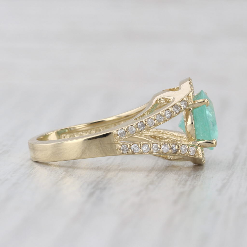 3.94ctw Green Beryl Diamond Ring 14k Yellow Gold Size 8 Euro Shank