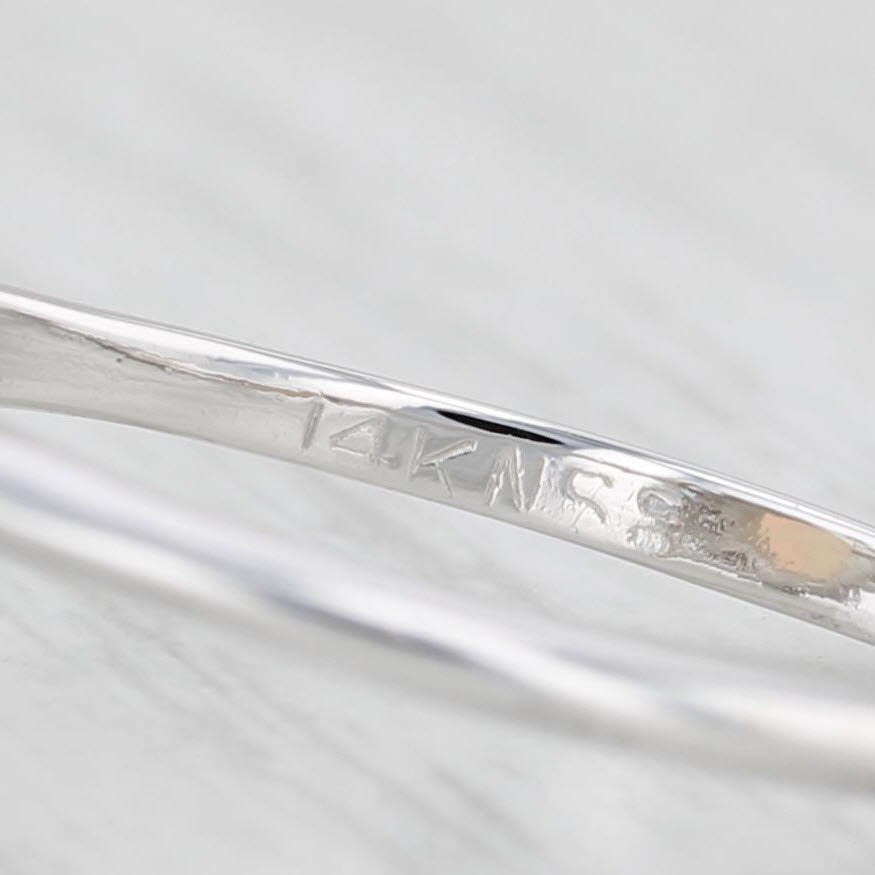 Light Gray Oval Cabochon Opal 0.36ctw Diamond Halo Ring 14k White Gold Size 7.75