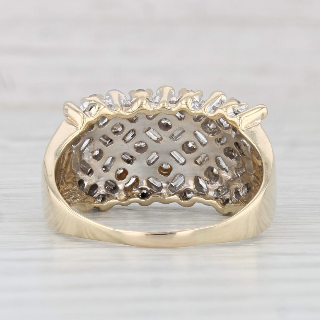 Light Gray 0.90ctw Diamond Cluster Crosshatch Ring 14k Gold Size 9.25