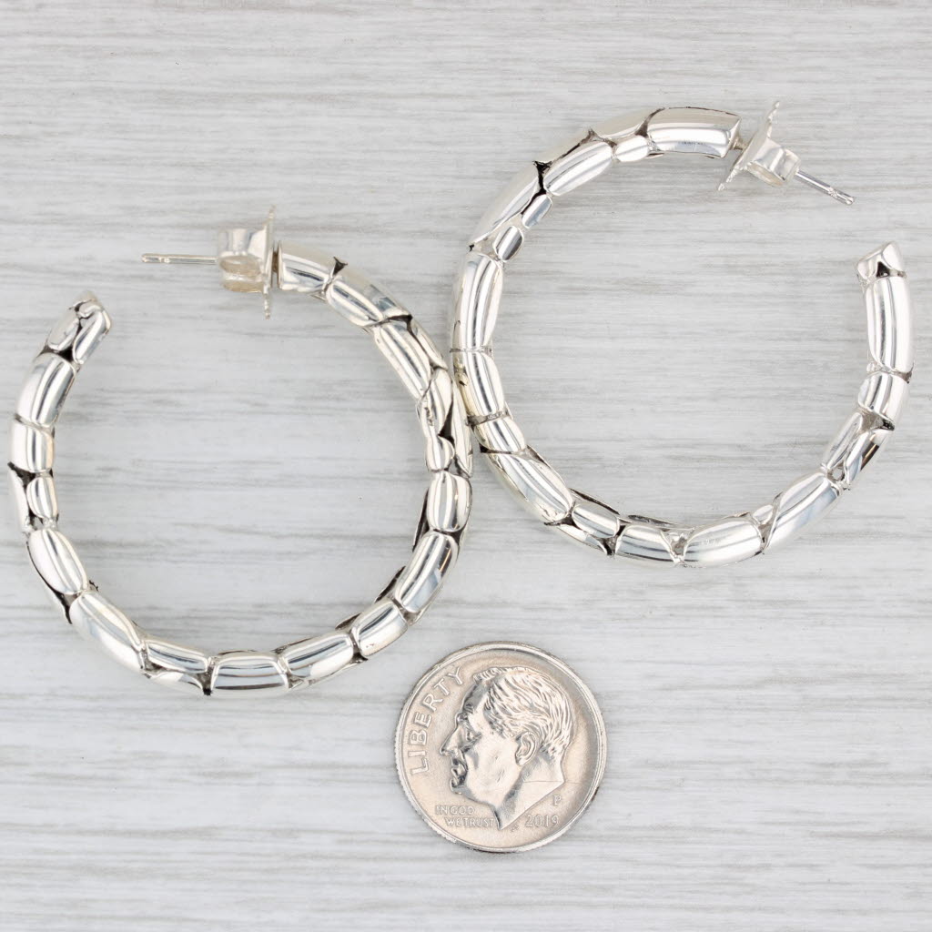 Light Gray John Hardy Kali Hoop Earrings Sterling Silver Round Hoops