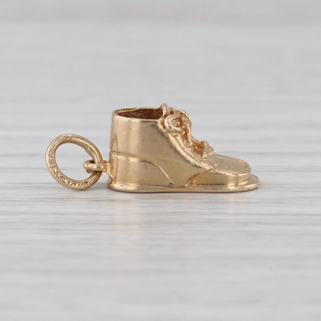 Vintage Baby Shoe Charm 14k Yellow Gold Small Keepsake Pendant New Mom
