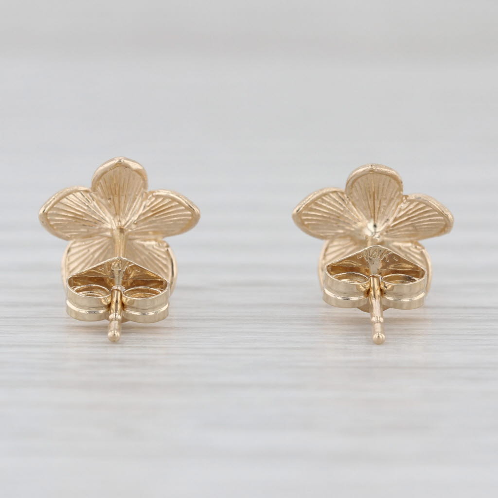 Small Flower Stud Earrings 14k Yellow Gold Floral Studs