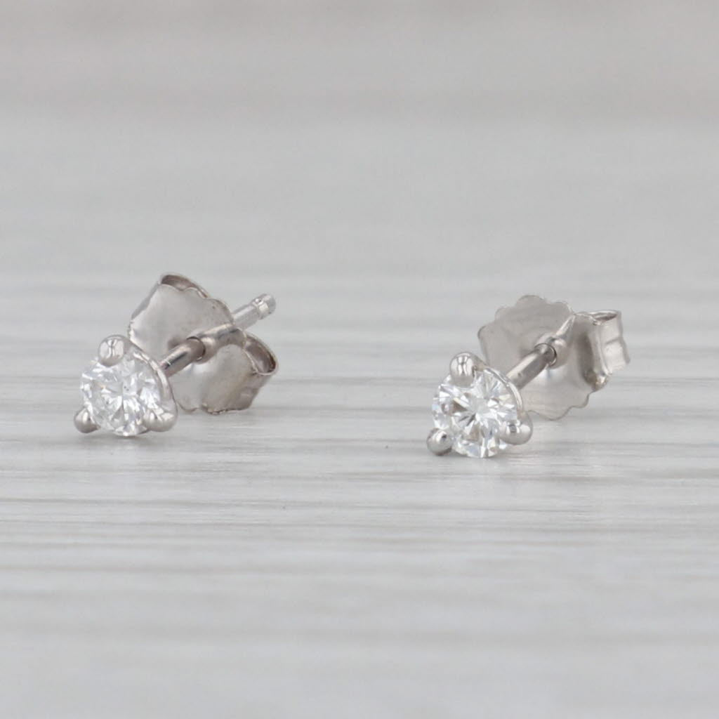 Gray New 0.19ctw Diamond Stud Earrings 14k White Gold VS2 Round Solitaires