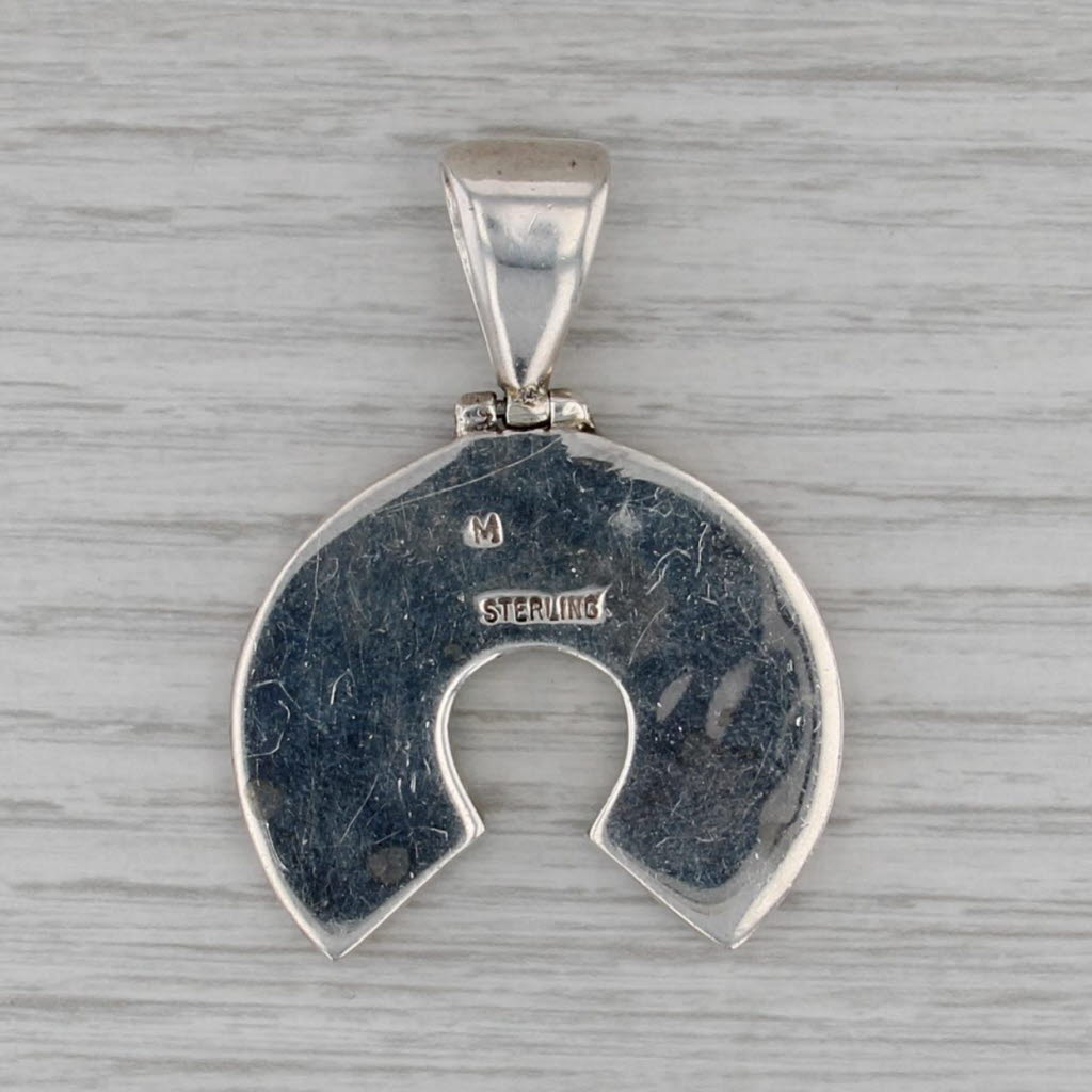 Vintage Navajo Mosaic Pendant Sterling Silver Native American Turquoise