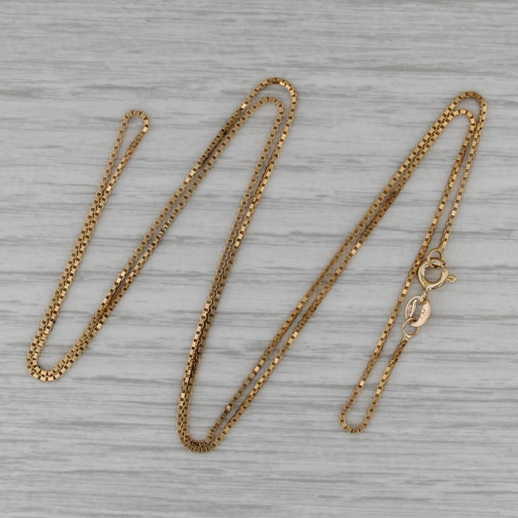 Box Chain Necklace 14k Yellow Gold 24" 0.9mm Italian