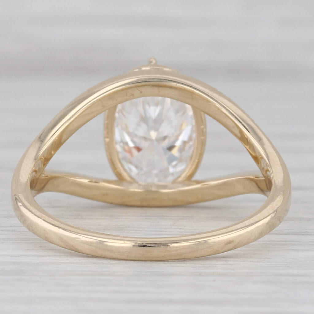 IGI Lab Grown Diamond Solitaire Ring 2.09ct Oval D VS1 14k Yellow Gold Size 8.75