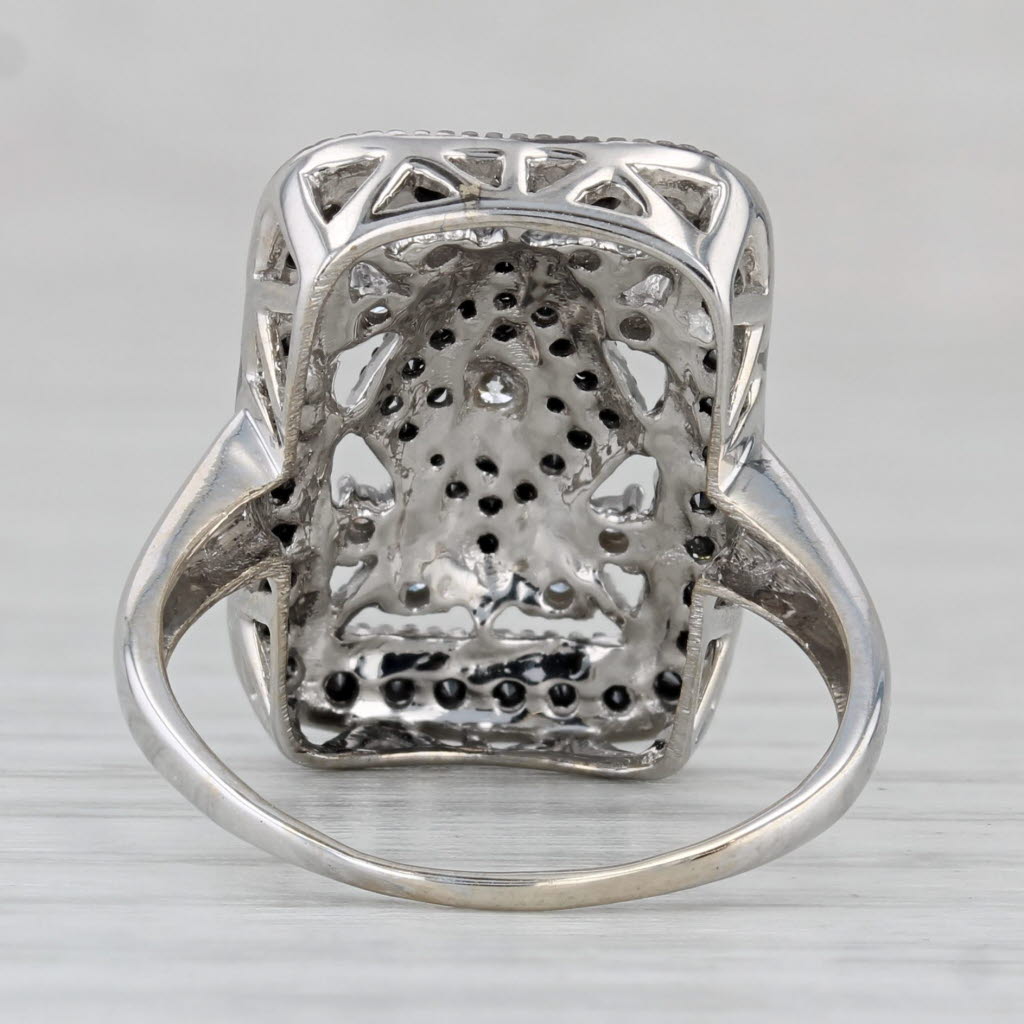 Gray 0.37ctw Black White Diamond Ring 14k White Gold Size 6.75