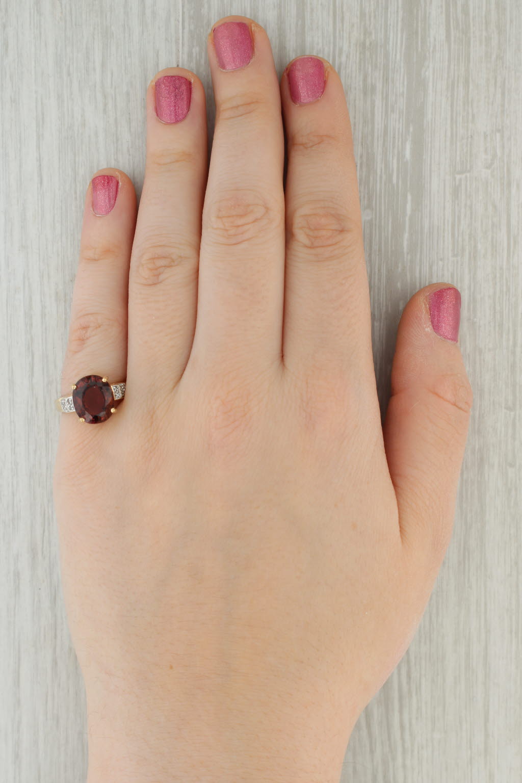 Tan 7.40ctw Oval Pink Tourmaline Diamond Ring 14k Yellow Gold Size 7