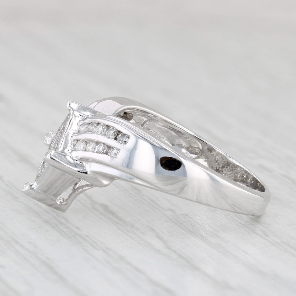 Light Gray 0.59ctw Diamond Ring 14k White Gold Size 7 Contoured V Enhancer