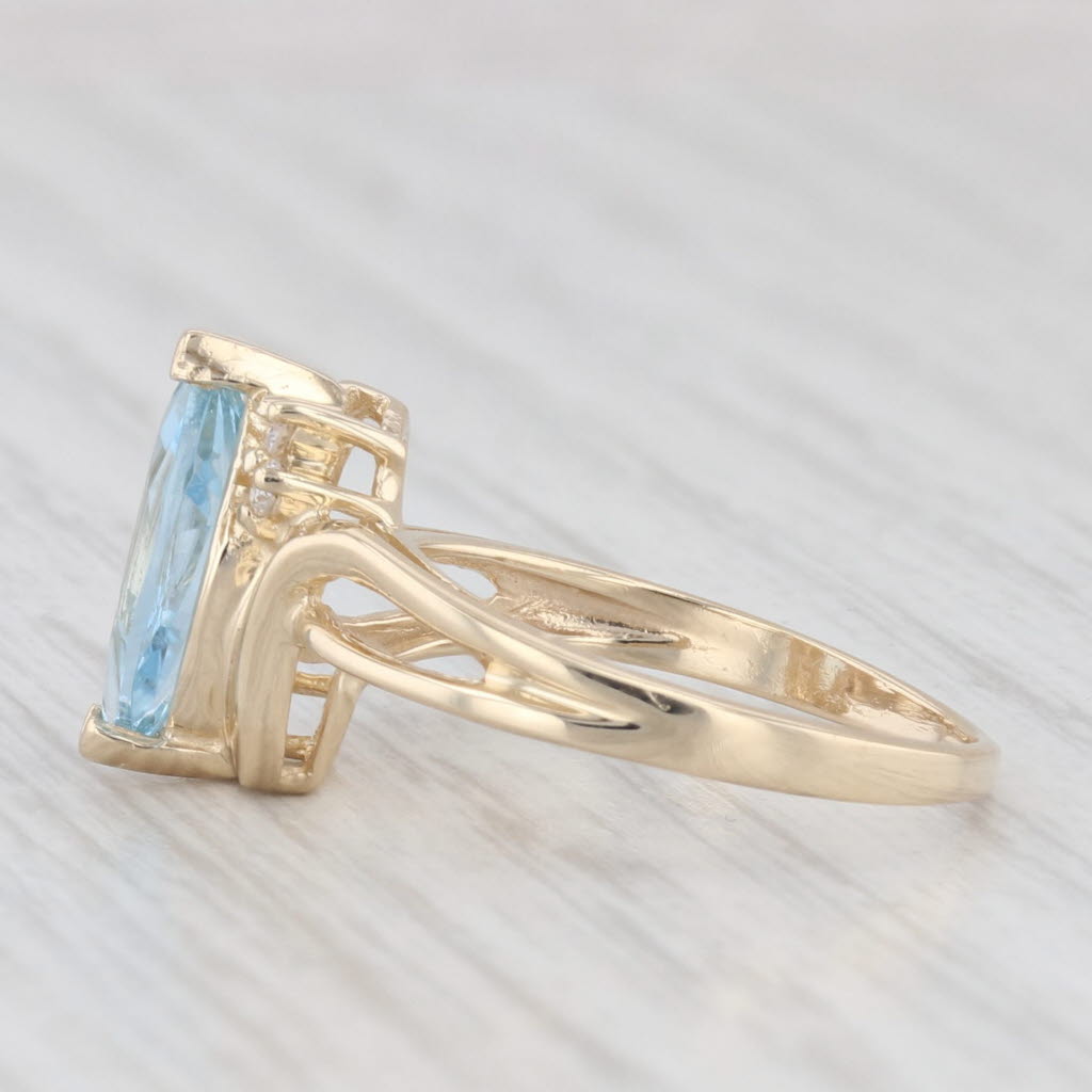 Light Gray 0.95ctw Marquise Topaz Diamond 14k Yellow Gold Bypass Size 5.25