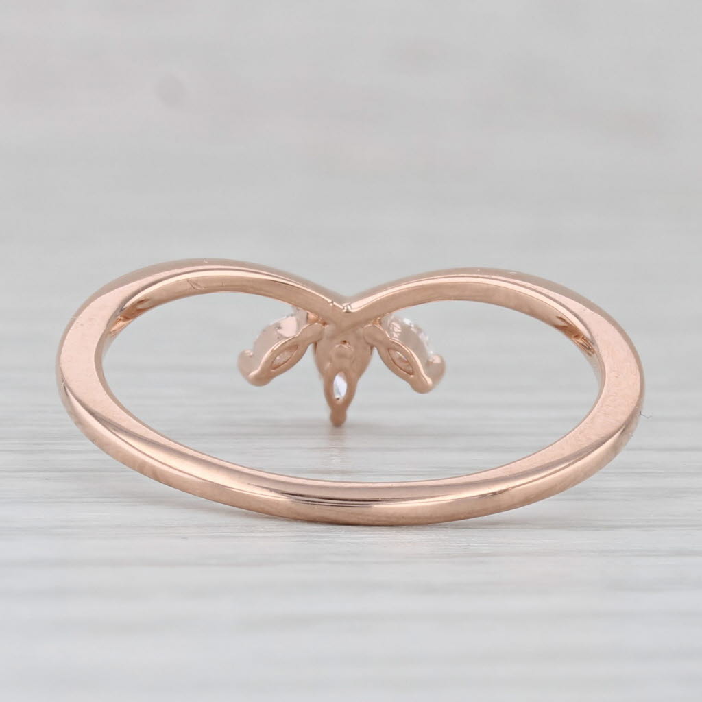 Light Gray Brilliant Earth Abelia Diamond 3-Stone Contoured Ring 14k Rose Gold Bridal